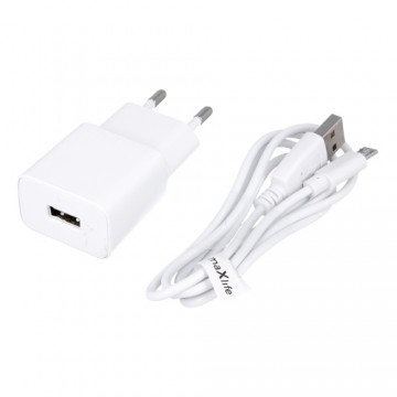 Maxlife MXTC-01 charger 1x USB 2.1A white + microUSB cable