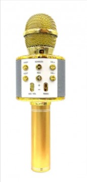 Goodbuy karaoke microphone with built in speaker bluetooth | 3W | aux | voice modulator | USB | Micro SD gold