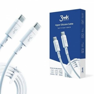 3MK HyperSilicone Cable USB-C | USB-C white cable 1m 60W 3A