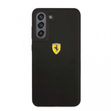 Ferrari Liquid Silicone Metal Logo Case for Samsung Galaxy S21 FE 5G Black