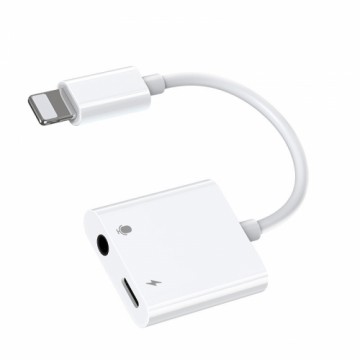 Joyroom universal Lightning adapter - 3.5mm mini jack with charging port white (S-Y105)