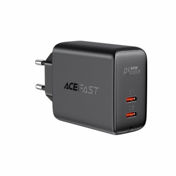 Acefast charger 2x USB Type C 40W, PPS, PD, QC 3.0, AFC, FCP black (A9 black)