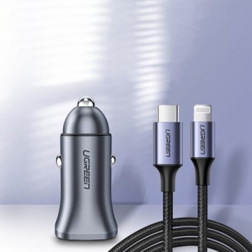 UGREEN CD130 Car Charger, USB-A+PD 3.0, USB-C, QC3.0 30W (Grey)