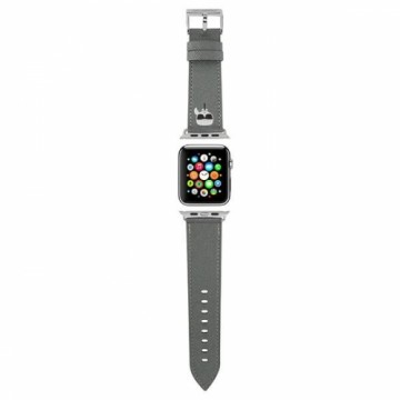 KLAWLOKHG Karl Lagerfeld Karl Head PU Watch Strap for Apple Watch 42|44mm Silver