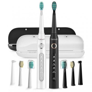 FairyWill Sonic toothbrushes with head set and case FW-507 (Black and white)