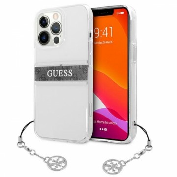 GUHCP13LKB4GGR Guess PU|TPU 4G Grey Stripe Case for iPhone 13 Pro Transparent