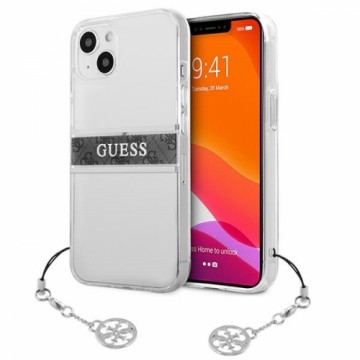 GUHCP13SKB4GGR Guess PU|TPU 4G Grey Stripe Case for iPhone 13 Mini Transparent