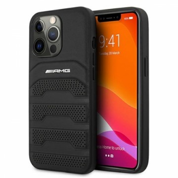 AMHCP13LGSEBK AMG Genuine Leather Perforated Hard Case for iPhone 13 Pro Black