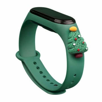 Fusion Accessories Fusion Xmas Christmas Tree 2 siksniņa pulkstenim Xiaomi Mi Band 5 | Mi Band 6 zaļš