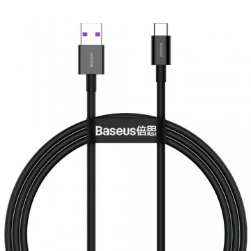 Baseus Superior USB - USB Typ C ātrās uzlādes datu kabelis 66 W (11 V | 6 A) Huawei SuperCharge SCP 1 m melns (CATYS-01)