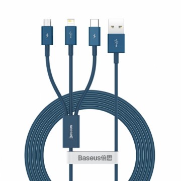 USB cable 3in1 Baseus Superior Series, USB to micro USB | USB-C | Lightning, 3.5A, 1.2m (blue)