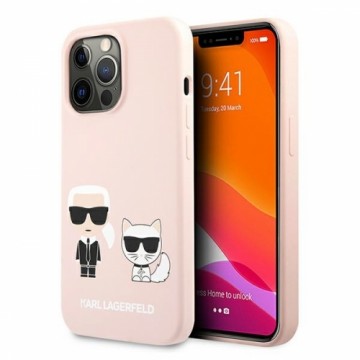 KLHCP13LSSKCI Karl Lagerfeld and Choupette Liquid Silicone Case for iPhone 13 Pro Pink