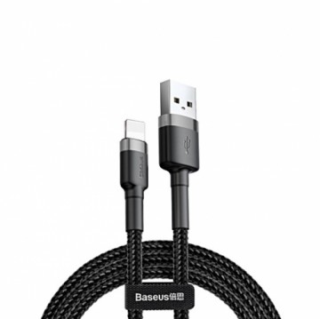 Baseus Cafule Cable Durable Nylon Braided Wire USB | Lightning QC3.0 2.4A 0,5M black-grey (CALKLF-AG1)