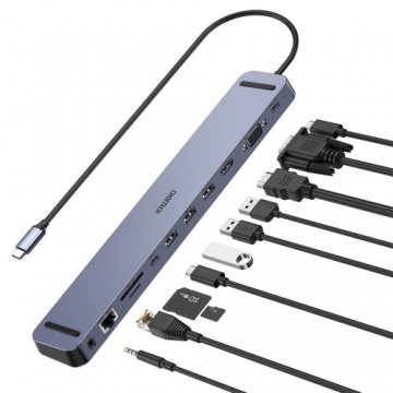 Choetech HUB-M20 dokstacija 2 x USB-C | 3 x USB 3.0 | HDMI | VGA | SD | TF| RJ45 | 3,5 mm