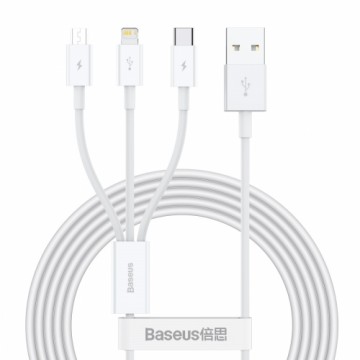 Baseus Superior Cable USB - Lightning | micro USB | USB Type 3,5 A 1,5m White (CAMLTYS-02)