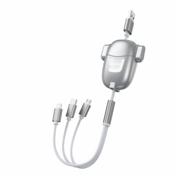 Dudao 3in1 USB cable - micro USB | Lightning | USB Type C 3 A 25 cm - 110 cm grey (L8Pro)