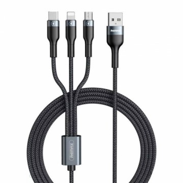 Remax Sury 2 Series 3in1 USB - Lightning | USB Type C | micro USB injection cable 2 A 1,2 m black (RC-070th black)