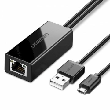 Ugreen ārējais tīkla adapteris USB 100Mbps priekš Chromecast ar 1m kabeli melns (30985)