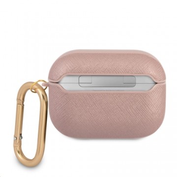 GUAPSASMP Guess Saffiano PC|PU Metal Logo Case for Airpods Pro Pink