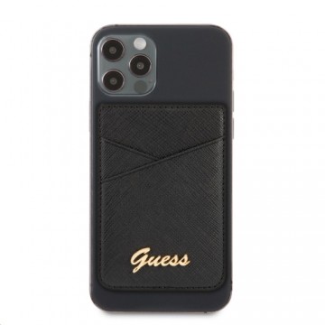 GUWMSSASLBK Guess Saffiano Cardslot Metal Logo Black