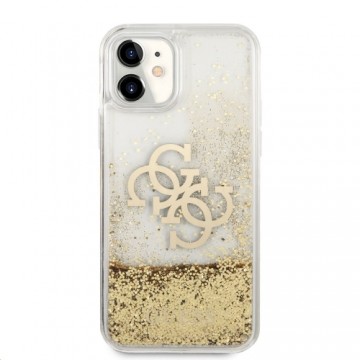 GUHCN61LG4GGO Guess TPU Big 4G Liquid Glitter Gold Case for iPhone 11 Transparent