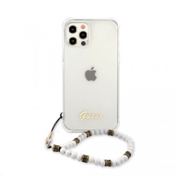 GUHCP12MKPSWH Guess PC Script and White Pearls Case for iPhone 12|12 Pro Transparent