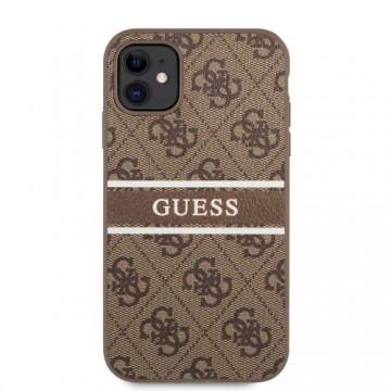 GUHCN614GDBR Guess PU 4G printed stripe case for Apple iPhone 11 brown