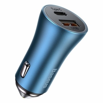 Baseus CCJD-03 phone car charger, USB + USB-C, QC4.0+, PD, SCP, 40W blue