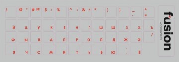 Fusion Laminated Keyboard Stickers RU Red | transparent