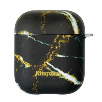 Kingxbar Marble Silikona Aizsargapvalks Austiņām Apple Airpods 1 | 2 Melns