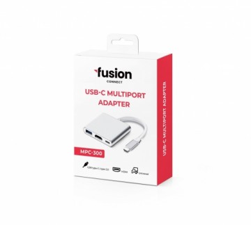 Fusion Accessories Fusion (3 in 1) USB-C Multiport Adapteris | USB 3.0 | HDMI | USB-C | Sudraba