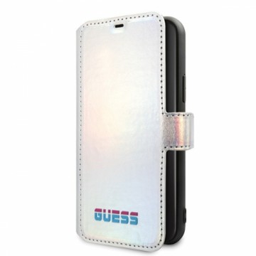 Guess GUHCN58IGLBK Iridescent Book Cover For Apple iPhone 11 Pro Silver