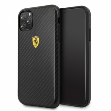 Ferrari Hardcase FESPCHCN58CBBK Izturīgs Silikona Aizsargapvalks Priekš Apple iPhone 11 Pro Melns