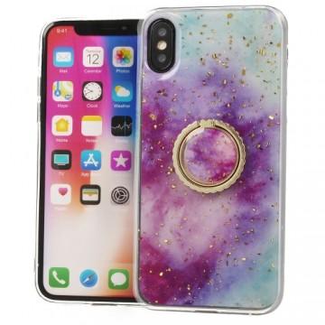 Fusion Marble Ring Back Case Silicone Case For Apple iPhone 11 Pro Purple - Blue