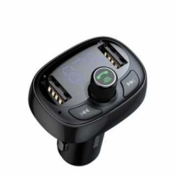 Baseus T-Typed FM Auto Transmitter 3.4A | USB Flash | SD | Bluetooth 4.2 Melns