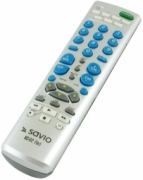 Savio RC-02 Универсальный Пульт TV | DVD | SAT | VCR | AUX | CABLE | DVB-T | 7 in 1 | Серебряный