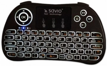 Savio KW-02 Wireless Mini Keyboard For  PC | PS4 | XBOX | Smart TV | Android + TouchPad Black (With Backlight)