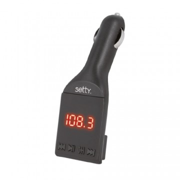 Setty Car FM Transmitter Bluetooth 4.0 | USB | Micro SD | Aux | LCD | AUX 3.5 mm Cable | Black