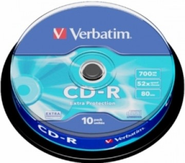 Verbatim Матрицы CD-R 700MB 1x-52x Дополнительная защита | 10 Pack Spindle