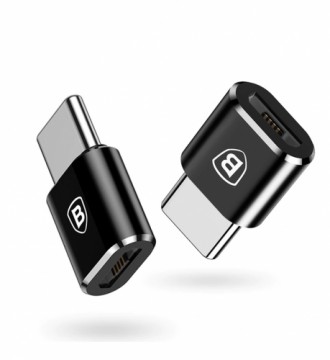 Baseus Mini Универсальный Адаптер Micro USB к USB Type-C Подключение Black