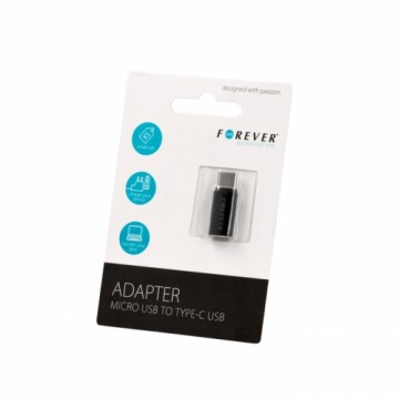 Forever Универсальный Адаптер Micro USB к USB Type-C Подключение Black