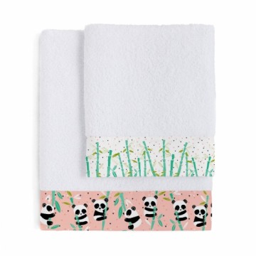 Towel set HappyFriday Moshi Moshi Panda Garden Pink 2 Pieces