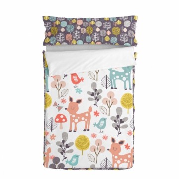 Quilt Cover without Filling HappyFriday Moshi Moshi Woodland Multicolour 105 x 200 cm