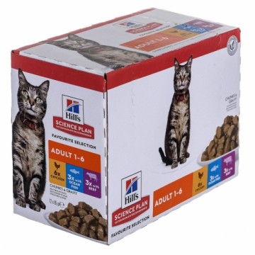 Kaķu barība Hill's Feline Adult Multipack Classic Cālis Zivs