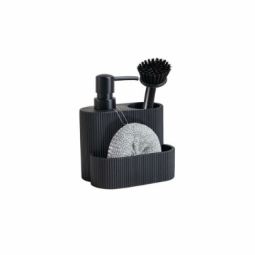 Scourer Brush with Handle and Soap Dispenser Home ESPRIT Black Resin ABS 13,3 x 9,7 x 15,7 cm