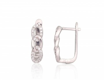 Silver earrings with 'english' lock #2204228(PRh-Gr)_CZ, Silver 925°, Rhodium (Plating), Zirkons, 4 gr.