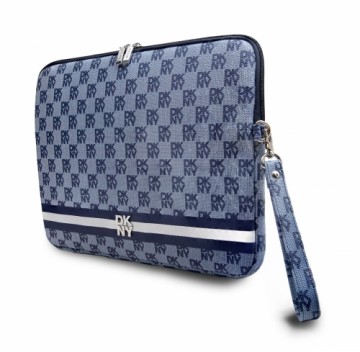 DKNY PU Leather Checkered Pattern and Stripe Laptop Sleeve 13|14" Blue