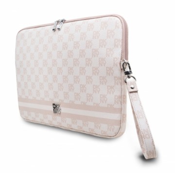 DKNY PU Leather Checkered Pattern and Stripe Laptop Sleeve 13|14" Pink