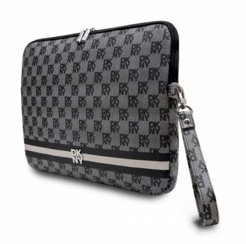 DKNY PU Leather Checkered Pattern and Stripe Laptop Sleeve 15|16" Black