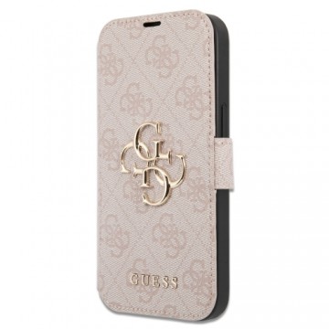 Guess PU Leather 4G Metal Logo Book Case for iPhone 15 Pro Max Pink